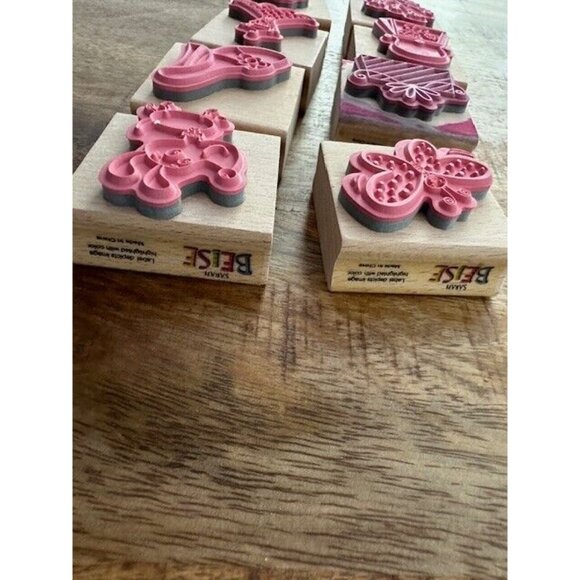 Sarah Beise Scrapbooking Craft Rubber Stamp Wood Mount 2" x 2" Lot Bundle Dog 8 - Picture 6 of 6